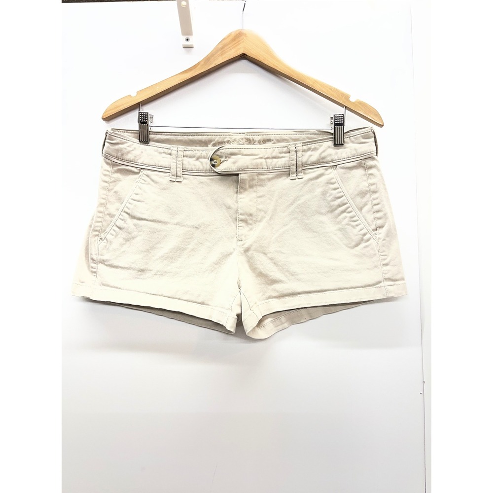 Arizona Jean Co Womens Khaki Tan Chino Shorts Size 13 Stretch Cotton Casual
